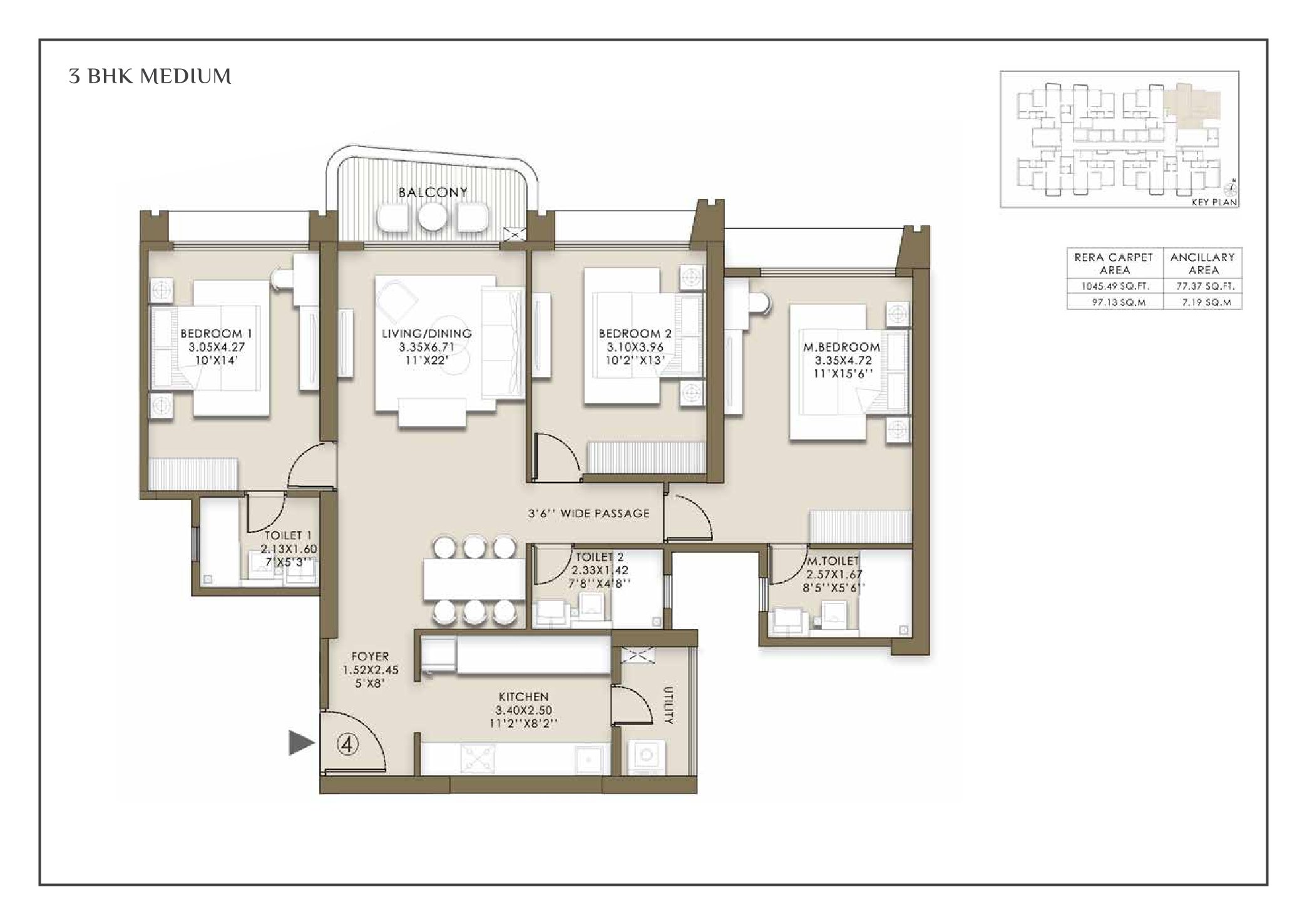 3 BHK Floor Plan